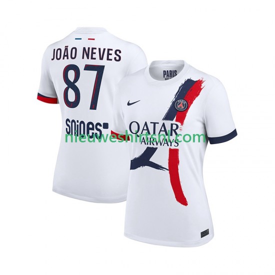 Paris Saint-Germain Heren Shirt met Bedrukking Joao Neves 87 Uit 2025-2026 Korte Mouw