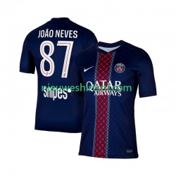 Paris Saint-Germain Heren Shirt met Bedrukking Joao Neves 87 Thuis 2025-2026 Korte Mouw