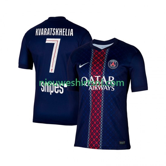 Paris Saint-Germain Heren Shirt met Bedrukking Khvicha Kvaratskhelia 7 Thuis 2025-2026 Korte Mouw