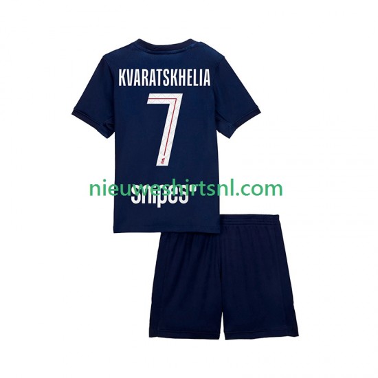 Paris Saint-Germain Kind Shirt met Bedrukking Khvicha Kvaratskhelia 7 Thuis 2025-2026 Korte Mouw