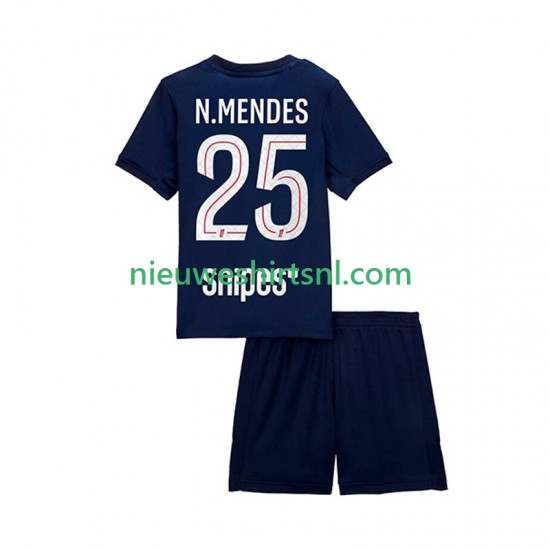 Paris Saint-Germain Kind Shirt met Bedrukking Nuno Mendes 25 Thuis 2025-2026 Korte Mouw