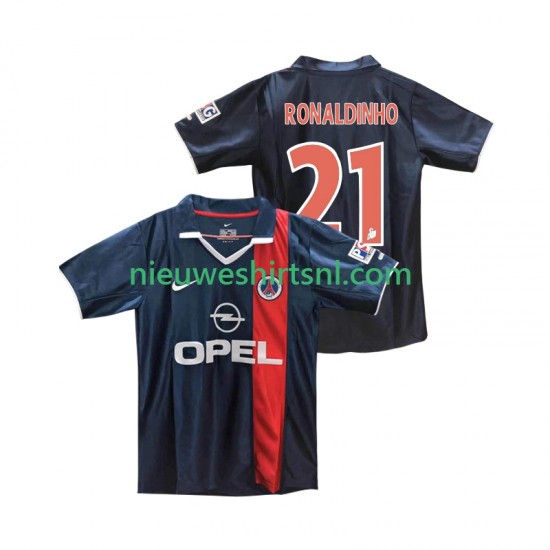 Paris Saint-Germain Heren Shirt met Bedrukking RONALDINHO 21 2001 Retro Thuis 2002 Korte Mouw