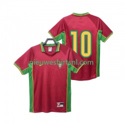 Portugal Heren Shirt met Bedrukking 10 1998 Retro Thuis Korte Mouw