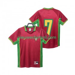 Portugal Heren Shirt met Bedrukking 7 1998 Retro Thuis Korte Mouw