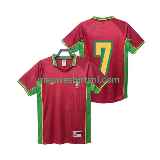 Portugal Heren Shirt met Bedrukking 7 1998 Retro Thuis Korte Mouw