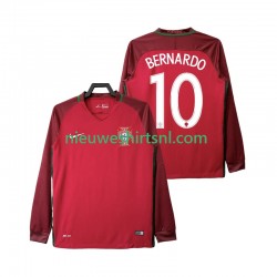 Portugal Heren Shirt met Bedrukking BERNARDO 10 2016 Retro Thuis Lange Mouw