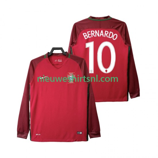 Portugal Heren Shirt met Bedrukking BERNARDO 10 2016 Retro Thuis Lange Mouw