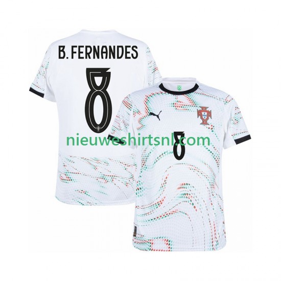 Portugal Heren Shirt met Bedrukking Bruno Fernandes 8 Uit 2025-2026 Korte Mouw