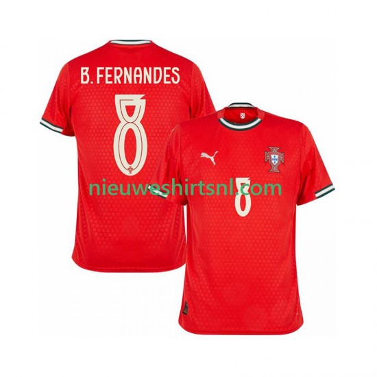 Portugal Heren Shirt met Bedrukking Bruno Fernandes 8 Thuis 2025-2026 Korte Mouw