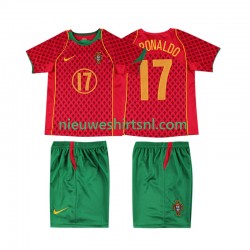 Portugal Kind Shirt met Bedrukking Cristiano Ronaldo 17 Retro Thuis 2004 Korte Mouw