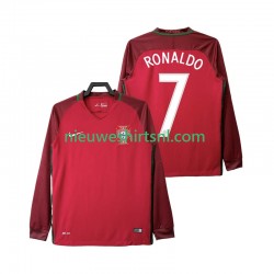 Portugal Heren Shirt met Bedrukking Cristiano Ronaldo 7 2016 Retro Thuis Lange Mouw