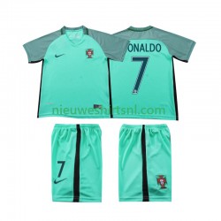 Portugal Kind Shirt met Bedrukking Cristiano Ronaldo 7 2016 Retro Uit Korte Mouw