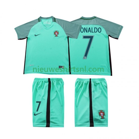 Portugal Kind Shirt met Bedrukking Cristiano Ronaldo 7 2016 Retro Uit Korte Mouw