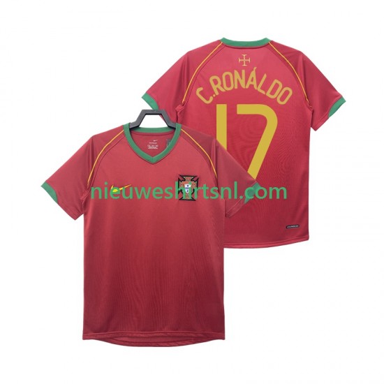 Portugal Heren Shirt met Bedrukking Crstiano Ronaldo 17 Retro Thuis 2006 Korte Mouw