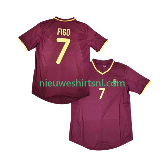 Portugal Heren Shirt met Bedrukking Figo 7 2000 Retro Thuis Korte Mouw