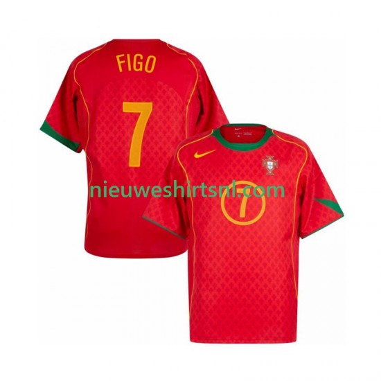 Portugal Heren Shirt met Bedrukking Figo 7 Retro Thuis 2004 Korte Mouw