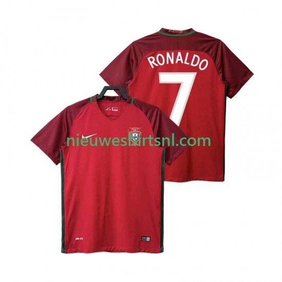 Portugal Heren Shirt met Bedrukking RONALDO 7 2016 Retro Thuis Korte Mouw