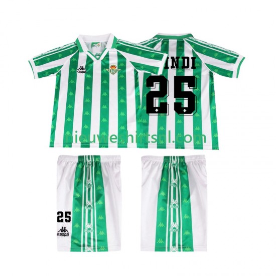 Real Betis Kind Shirt met Bedrukking FINIDI 25 1996 1997 Retro Thuis Korte Mouw