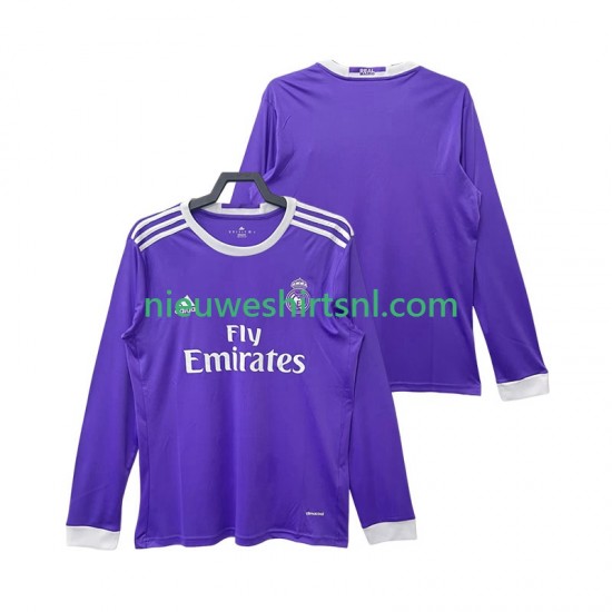 Real Madrid Heren Shirt met Bedrukking 2016 2017 Retro Uit Lange Mouw