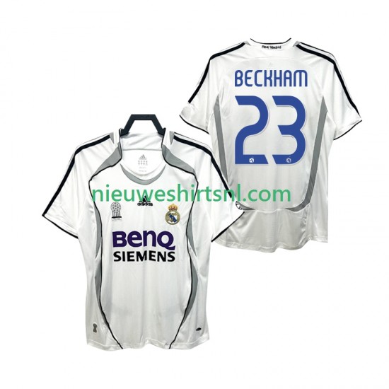Real Madrid Heren Shirt met Bedrukking BECKHAM 23 2007 Retro Thuis 2006 Korte Mouw