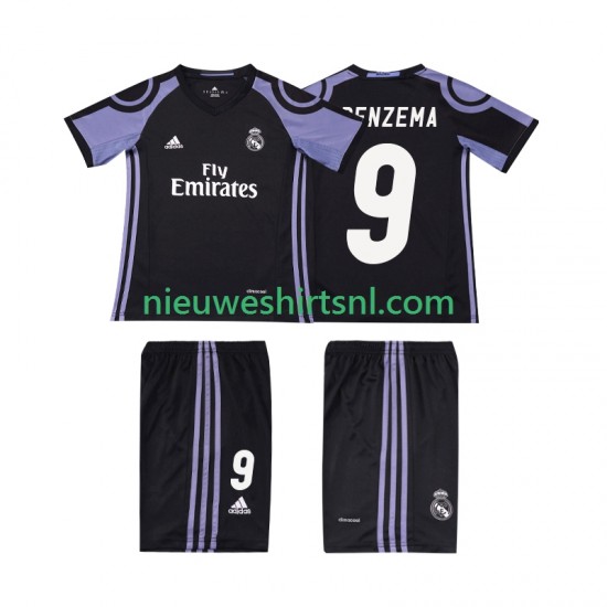 Real Madrid Kind Shirt met Bedrukking BENZEMA 9 2016 2017 Retro Derde Korte Mouw