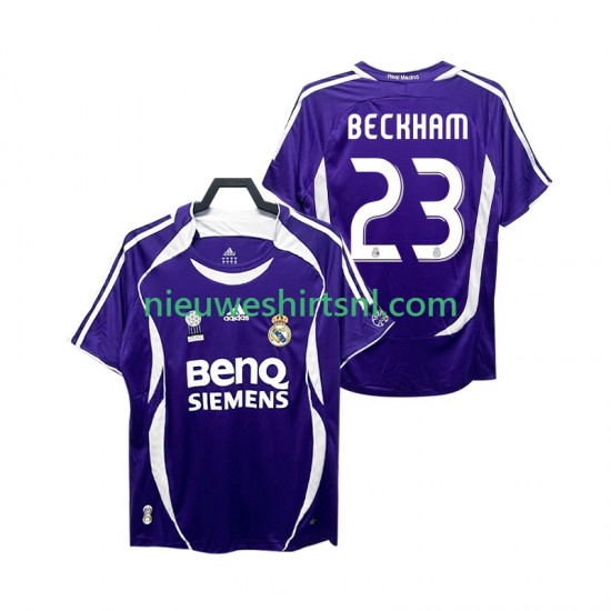 Real Madrid Heren Shirt met Bedrukking Beckham 23 2007 Retro Uit 2006 Korte Mouw