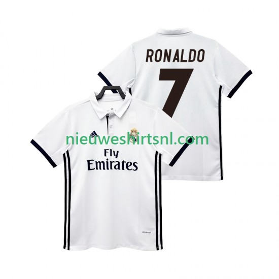 Real Madrid Heren Shirt met Bedrukking CRISTIANO RONALDO 7 2017 2018 Retro Thuis Korte Mouw