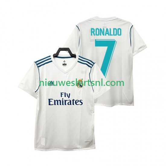 Real Madrid Heren Shirt met Bedrukking Cristiano Ronaldo 7 2017 Retro Thuis Korte Mouw