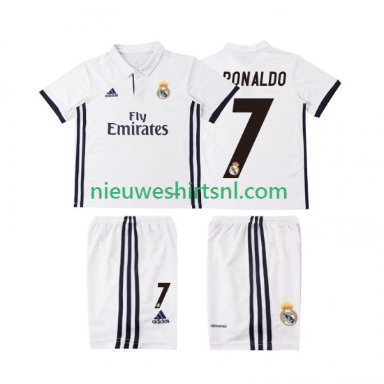 Real Madrid Kind Shirt met Bedrukking Cristiano Ronaldo 7 2016 2017 Retro Thuis Korte Mouw