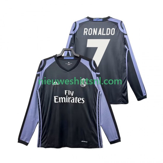 Real Madrid Heren Shirt met Bedrukking Cristiano Ronaldo 7 2016 2017 Retro Derde Lange Mouw