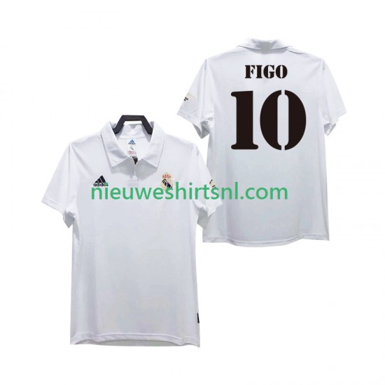 Real Madrid Heren Shirt met Bedrukking FIGO 10 2003 Retro Thuis 2002 Korte Mouw