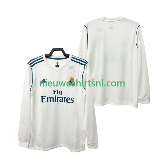 Real Madrid Heren Shirt met Bedrukking 2017 2018 Retro Thuis Lange Mouw