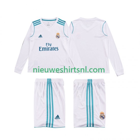Real Madrid Kind Shirt met Bedrukking 2017 2018 Retro Thuis Lange Mouw