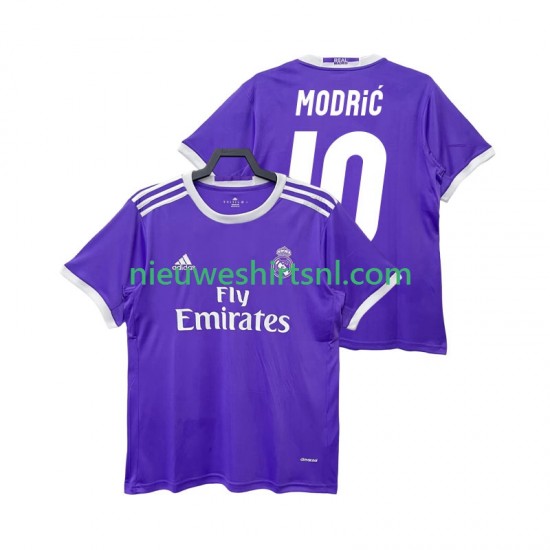 Real Madrid Heren Shirt met Bedrukking Modrić LUCA 10 2016 2017 Retro Uit Korte Mouw