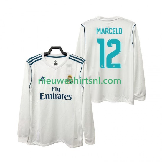 Real Madrid Heren Shirt met Bedrukking MARCELD 12 2017 2018 Retro Thuis Lange Mouw