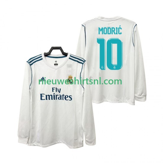 Real Madrid Heren Shirt met Bedrukking Modrić 10 2017 2018 Retro Thuis Lange Mouw