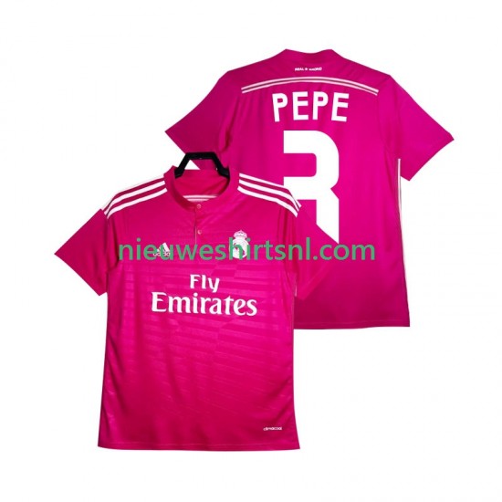 Real Madrid Heren Shirt met Bedrukking PEPE 3 2014 2015 Retro Uit Korte Mouw