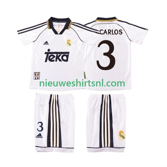Real Madrid Kind Shirt met Bedrukking R CARLOS 3 1998 2000 Retro Thuis Korte Mouw