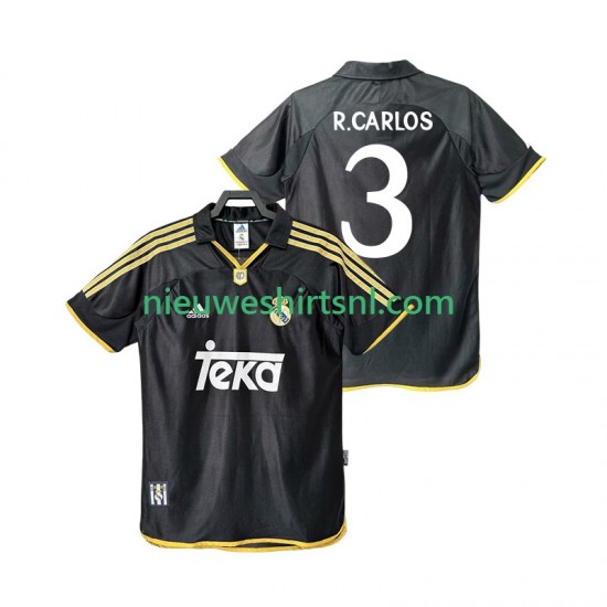 Real Madrid Heren Shirt met Bedrukking R.CARLOS 3 2001 Retro Uit 1999 Korte Mouw