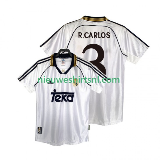 Real Madrid Heren Shirt met Bedrukking R.CARLOS 3 1998 2000 Retro Thuis Korte Mouw