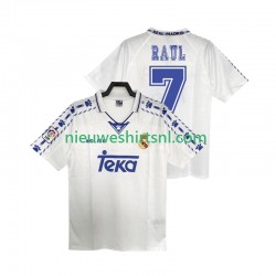 Real Madrid Heren Shirt met Bedrukking RAUL 7 1996 1997 Retro Thuis Korte Mouw
