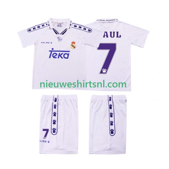 Real Madrid Kind Shirt met Bedrukking RAUL 7 1996 Retro Thuis 1994 Korte Mouw
