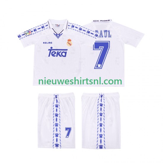 Real Madrid Kind Shirt met Bedrukking RAUL 7 1996 1997 Retro Thuis Korte Mouw