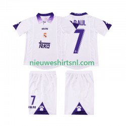 Real Madrid Kind Shirt met Bedrukking RAUL 7 1997 1998 Retro Thuis Korte Mouw