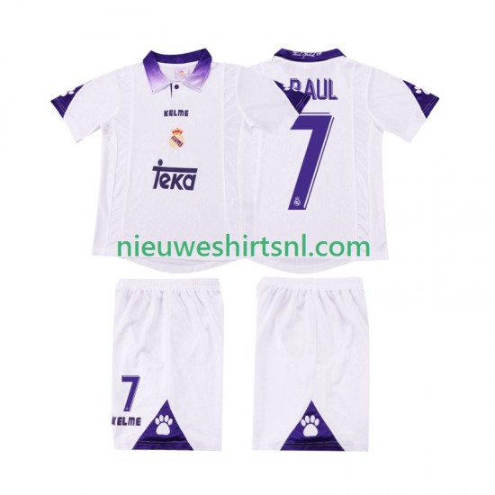 Real Madrid Kind Shirt met Bedrukking RAUL 7 1997 1998 Retro Thuis Korte Mouw