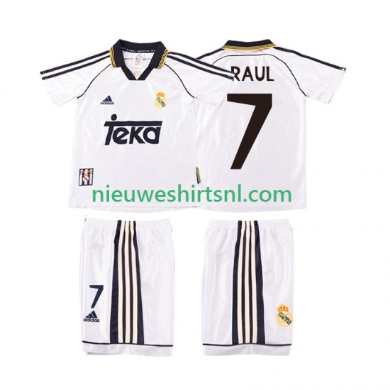 Real Madrid Kind Shirt met Bedrukking RAUL 7 1998 2000 Retro Thuis Korte Mouw