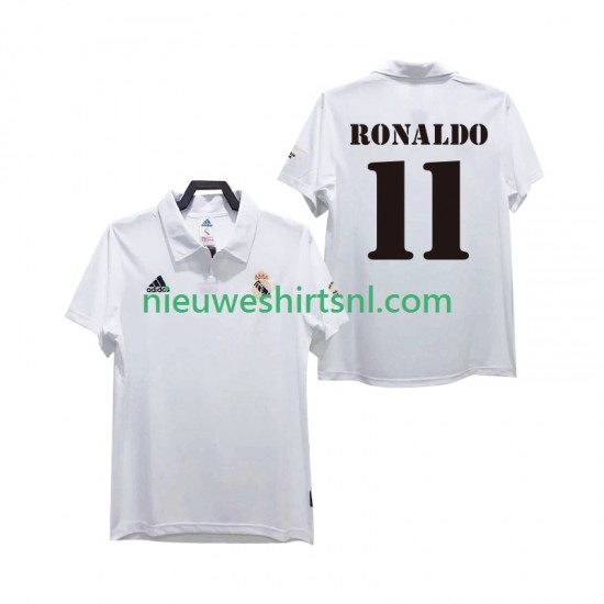 Real Madrid Heren Shirt met Bedrukking RONALDO 11 2003 Retro Thuis 2002 Korte Mouw