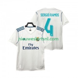 Real Madrid Heren Shirt met Bedrukking SERGIO RAMOS 4 2017 2018 Retro Thuis Korte Mouw