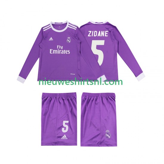 Real Madrid Kind Shirt met Bedrukking ZIDANE 5 2016 Retro Uit Lange Mouw