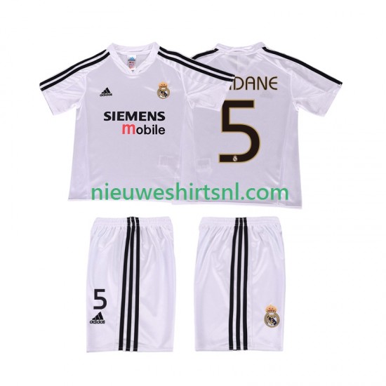 Real Madrid Kind Shirt met Bedrukking ZIDANE 5 5 Retro Thuis 2004 2002 Korte Mouw